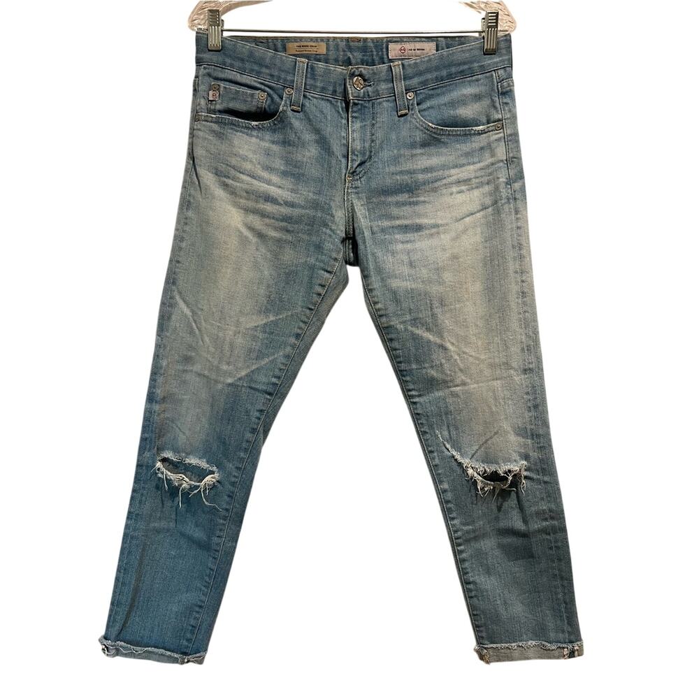 AG Adriano Goldschmied Nikki Crop Distressed Jeans Aged Light Size 27